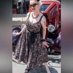 Stop Staring Black and Tan Lace swing Dress - medium
